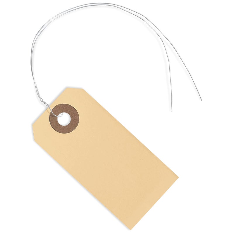 EZDOM Shipping Tags with Wire Ties #1-2 3/4  x 1 3/8  - 250 Blank Manilla Tags with Wire Attached and Reinforced Hole  Wire Labels Write On - Image 1